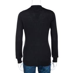 Prada Black Wool Knit Button Front Cardigan XS