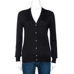 Prada Black Wool Knit Button Front Cardigan XS