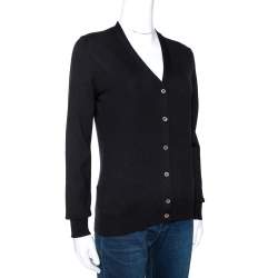Prada Black Wool Knit Button Front Cardigan XS