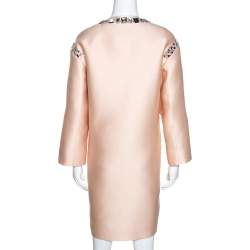 Pre Owned Prada Champagne Satin Embellished Detail Lightweight Coat M