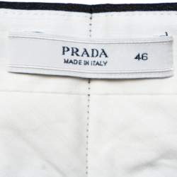 Pre Owned Prada Black Lurex Cotton Blend Cropped Trousers L