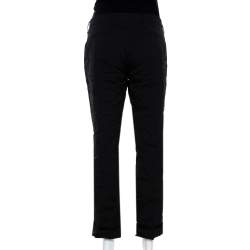 Pre Owned Prada Black Lurex Cotton Blend Cropped Trousers L