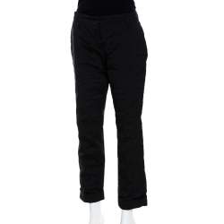 Pre Owned Prada Black Lurex Cotton Blend Cropped Trousers L