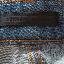 Prada Blue Denim Medium Wash High Waisted Skinny Jeans S 