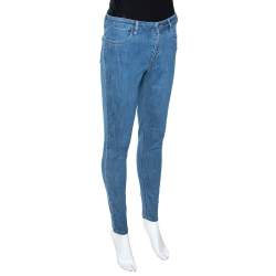 Prada Blue Denim Medium Wash High Waisted Skinny Jeans S 