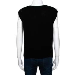 Prada Black Cashmere Knit Button Front Sleeveless Cardigan S
