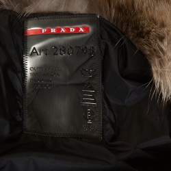 Prada Beige Down Quilted Fur Collared Jacket S