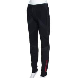 Prada Black Geometric Motif Technical Leggings M