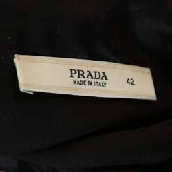Prada Black Silk Ruffle Trim Button Front Shirt M