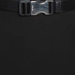 Pre Owned Prada Black Crepe Bow Detail Belted Midi Skirt S