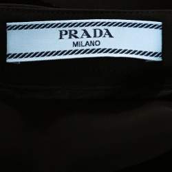 Pre Owned Prada Black Crepe Bow Detail Belted Midi Skirt S