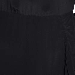 Prada Black Silk Lace Trim Ruffled Midi Dress M