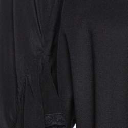 Prada Black Silk Lace Trim Ruffled Midi Dress M