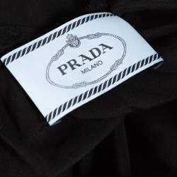 Prada Black Silk Lace Trim Ruffled Midi Dress M