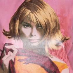 Pre Owned Prada Pink Poster Girl Print Coated Cotton Sleeveless Dress S