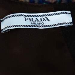 Pre Owned Prada Black Poster Girl Print Wool & Silk Mikado Top S
