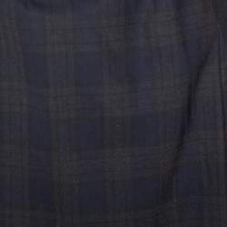 Pre Owned Prada Black Plaid Wool Blend Buckled Wrap Skirt S