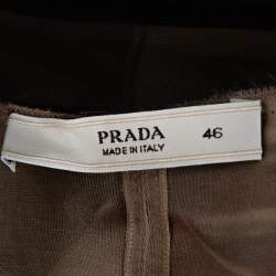 Pre Owned Prada Beige Silk Organza Girl Appliqued Sheer Blouse L