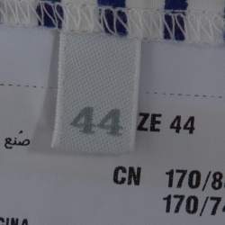 Pre Owned Prada Blue & White Striped Cotton Belted Knee Length Dress M