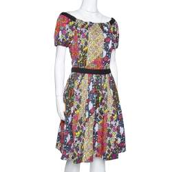  Prada X Holiday & Brown Multicolor Floral Print Cotton Flared Dress M