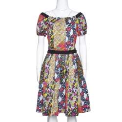  Prada X Holiday & Brown Multicolor Floral Print Cotton Flared Dress M