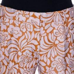 مملوكة مسبقًا بنطلون برادا ضيق جاكار زهور منقوش ثنائي اللون S