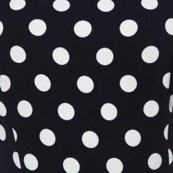 Pre Owned Prada Black & White Polka Dotted Crepe Pleat Detail Dress M