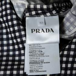 Prada Monochrome Check Print Silk A-Line Dress M