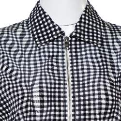 Prada Monochrome Check Print Silk A-Line Dress M