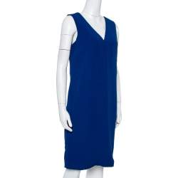 Prada Royal Blue Crepe Sleeveless Shift Dress S