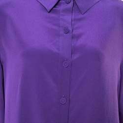 مملوكة مسبقًا بلوزة برادا حرير بنفسكي أكمام طويلة أزرار خلفية مقاس متوسط - ميديوم