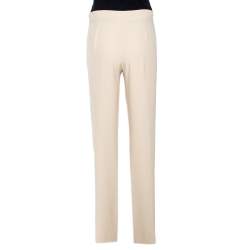 Prada Beige Silk Blend Flared Crepe Trousers L