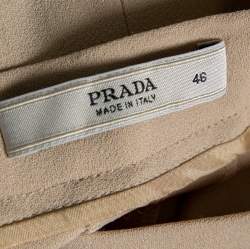 Prada Beige Silk Blend Flared Crepe Trousers L