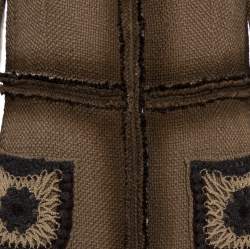Prada Brown Wool Tweed Embellished Long Coat L
