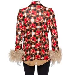 Prada Multicolor Printed Mock Neck Blouse M