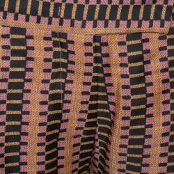 Pre Owned Prada Pink Weave Print Silk Cropped Trousers S