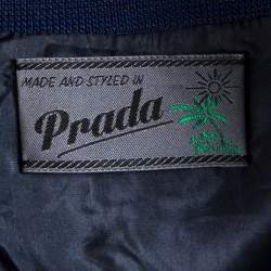 Prada Teal Blue Hawaiian Printed Cotton Pique Collared Tunic S