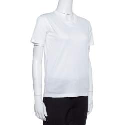 Pre Owned Prada White Cotton Jersey Crew Neck T-Shirt S