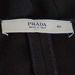 Pre Owned Prada Black Crepe Draped Detail Top L