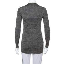 Prada Metallic Lurex Rib Knit Button Front Cardigan M