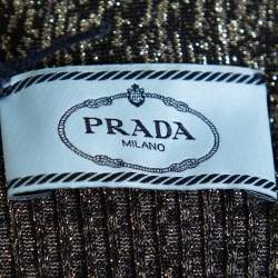 Prada Metallic Lurex Rib Knit Button Front Cardigan M
