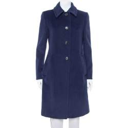 Prada Navy Blue Wool Button Front Coat M