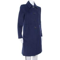 Prada Navy Blue Wool Button Front Coat M