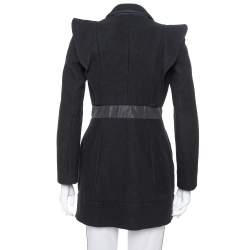 Pre Owned معطف برادا  قصات دانتيل و صوف أسود مقاس صغير (سمول)