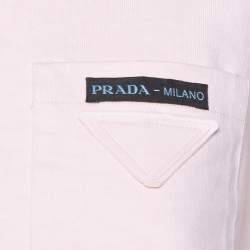 مملوكة مسبقًا Prada Light Pink Cotton Bow Detail Crewneck T Shirt S