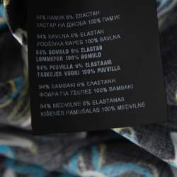 Pre Owned Prada Black Floral Printed Cotton Faux Wrap Flared Midi Dress L