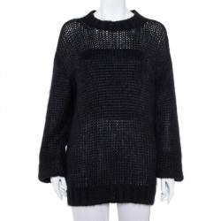 Prada Black Wool Oversized Crewneck Sweater M