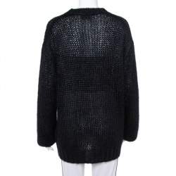 Prada Black Wool Oversized Crewneck Sweater M