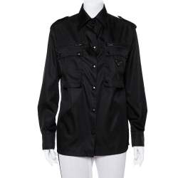Prada Black Synthetic Front Pocket Detail Military Jacket XS
