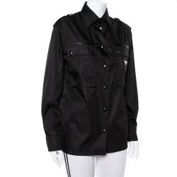 Prada Black Synthetic Front Pocket Detail Military Jacket XS